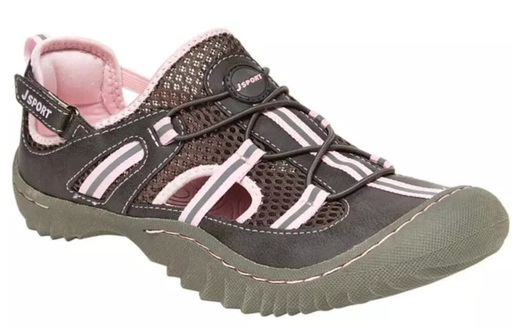 JSport Bleeker All Terrain Charcoal Gray & Pink  Water  Ready Shoes Sneakers 6